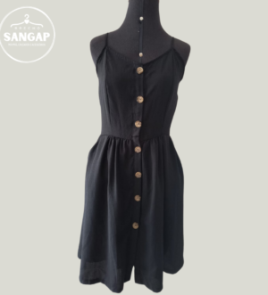 Vestido feminino preto com botões DOREMI Tamanho M